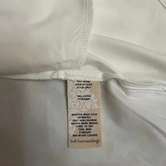 Soft Surroundings White Cotton Side Pockets Button Down Long Sleeve Shirt Size L - Picture 6 of 12